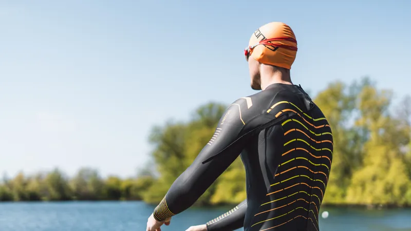 Zone3 Men's Thermal Aspect Breaststroke Wetsuit in Black/Orange/Yellow-9